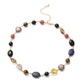 Multi Gemstone, Simulated Multi Color Glass and Resin Station Necklace in Goldtone 17.5-20.5 Inche - Sticky add to cart bar