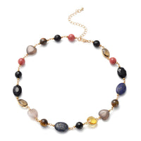 Multi Gemstone, Simulated Multi Color Glass and Resin Station Necklace in Goldtone 17.5-20.5 Inche