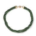 Simulated Green Pearl Multi Row Twisted Necklace in Goldtone 23 Inches - Sticky add to cart bar