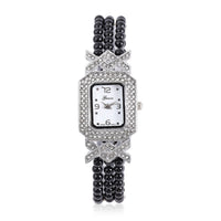 GENOA White Austrian Crystal Miyota Japanese Movement Amethyst Triple-row Beaded Stretch Bracelet 131.00 ctw