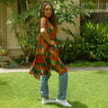 WINLAR Orange Circle Satin Open-Front Duster Kaftan (One Size Fits up to 3X) - Sticky add to cart bar