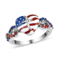 Multi Color Austrian Crystal US flag Pattern Infinity Loop Ring in Stainless Steel (Size 10.0) - Sticky add to cart bar