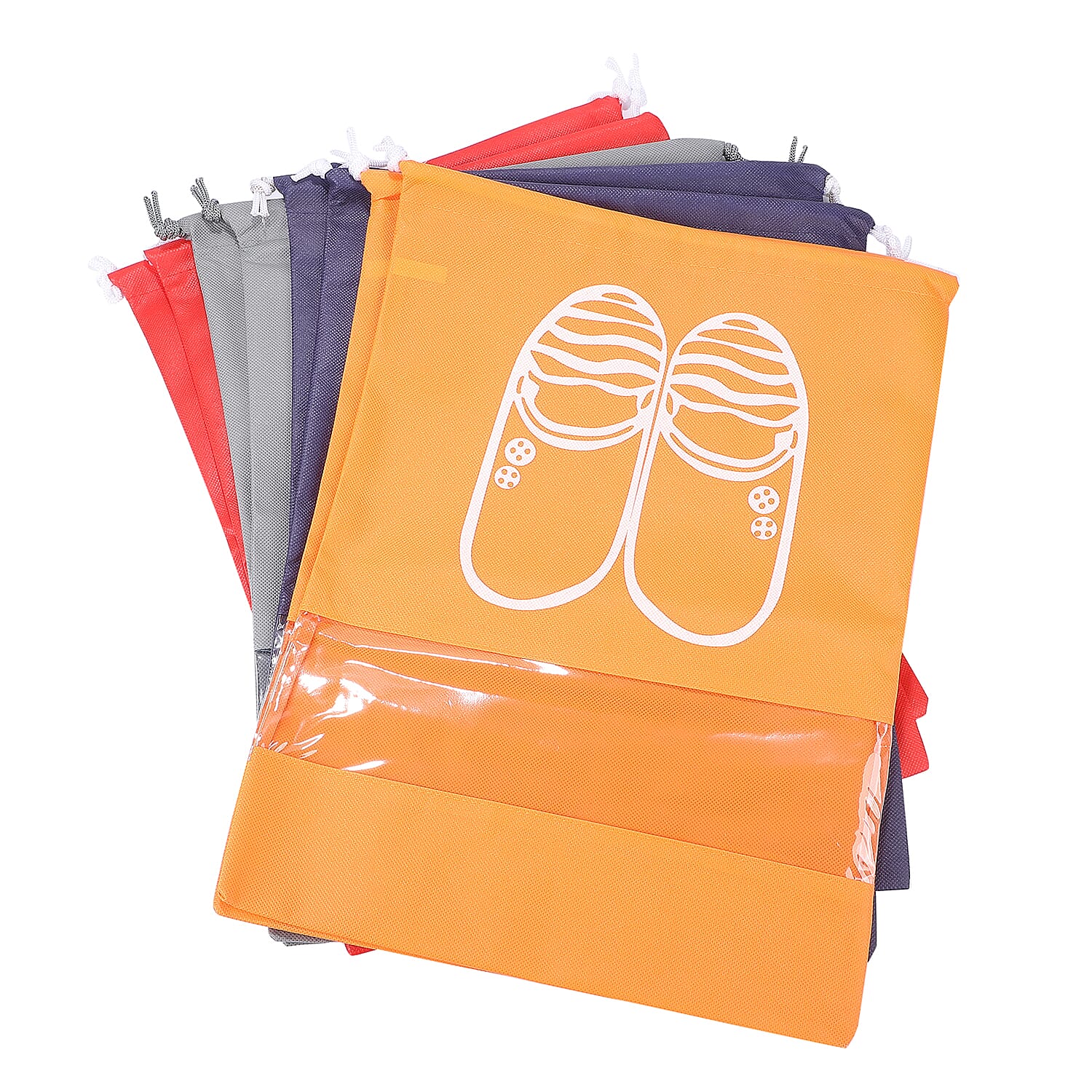 Set of 8 Non-Woven Shoe Bag (17.32"x12.6") Red, Orange, Dark Blue, Light Grey
