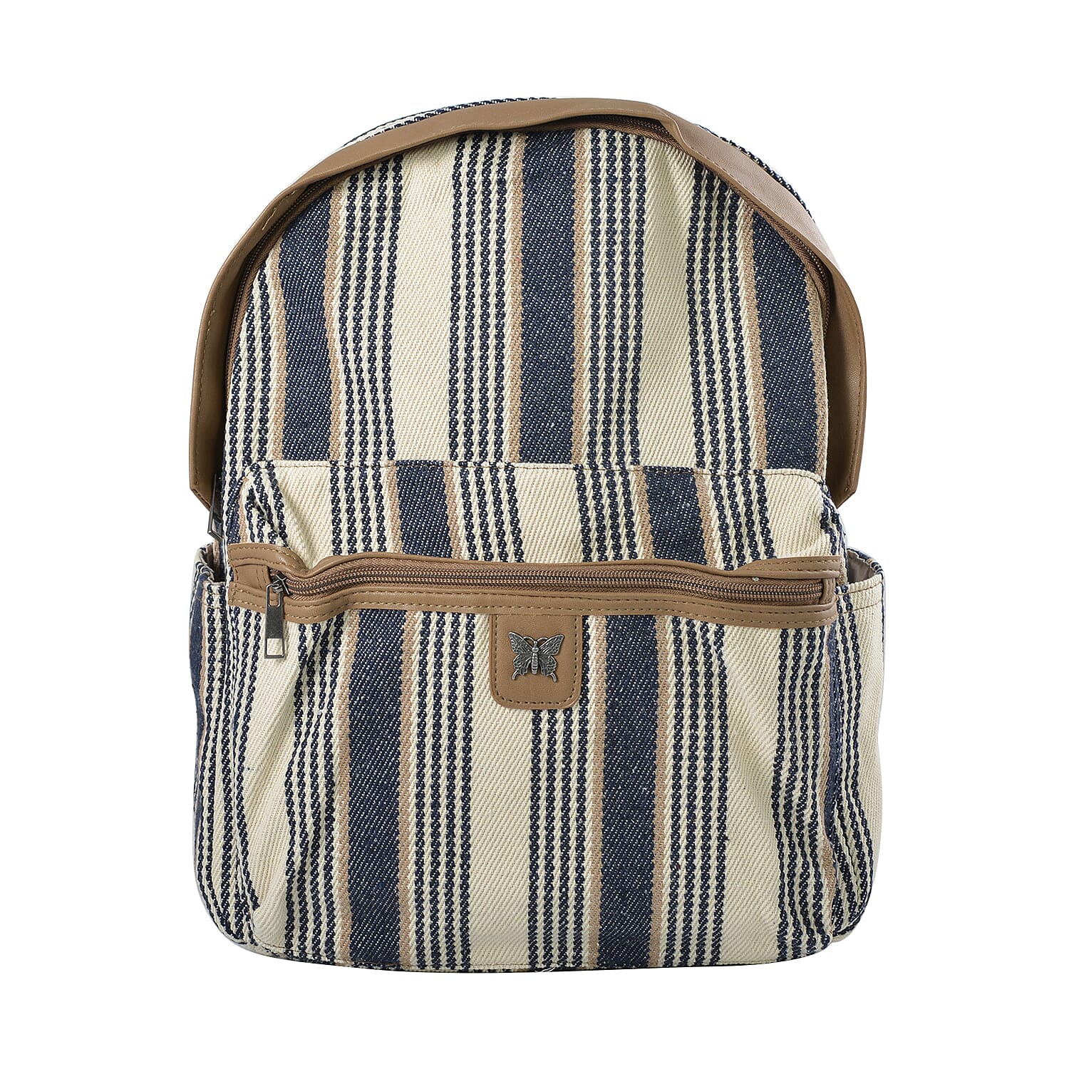 Le Chateau Blue and White Striped Backpack