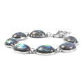 Lab Created Opal and Pink Magic Color Resin Station Bracelet in Stainless Steel (7.50 -9.00In) - Sticky add to cart bar