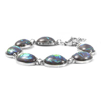 Lab Created Opal and Pink Magic Color Resin Station Bracelet in Stainless Steel (7.50 -9.00In)