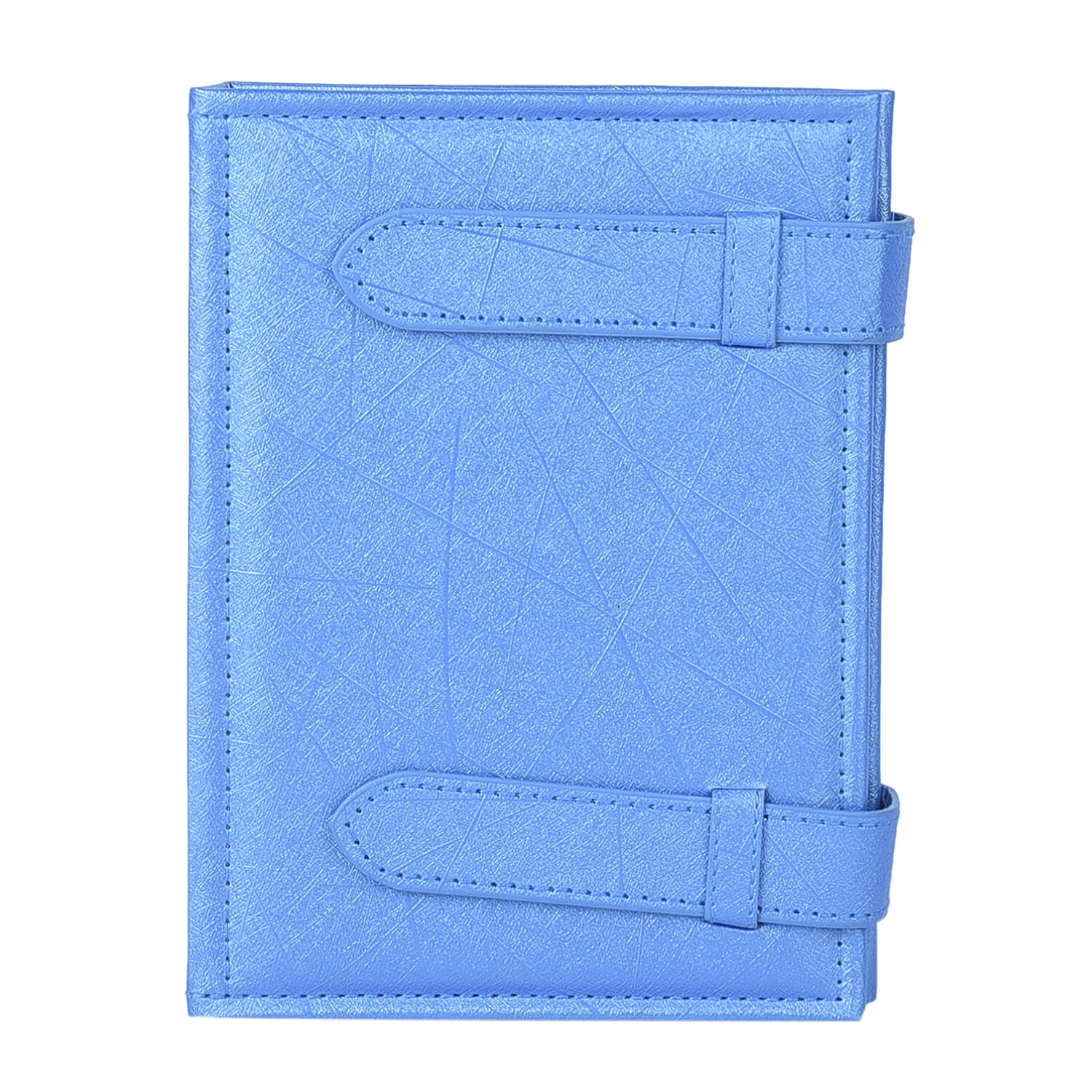 Blue Faux Leather 4 Page Book Design Earrings Hoder (7.28"x5.31"x1.57")