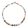Multi Gemstone 6-12mm Beaded Necklace 20 Inches in Silvertone 129.50 ctw - Sticky add to cart bar