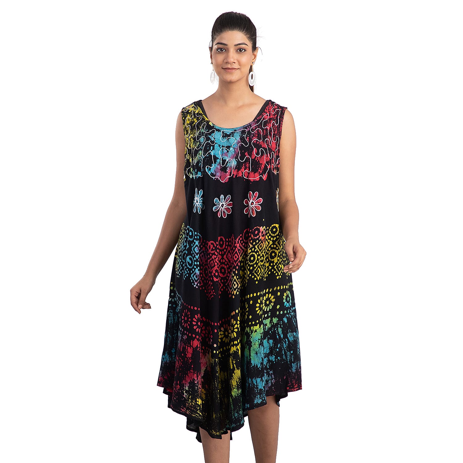 JOVIE Rainbow and Black Splatter Print Umbrella Dress - One Size Fits Most (48"L x 44"W)