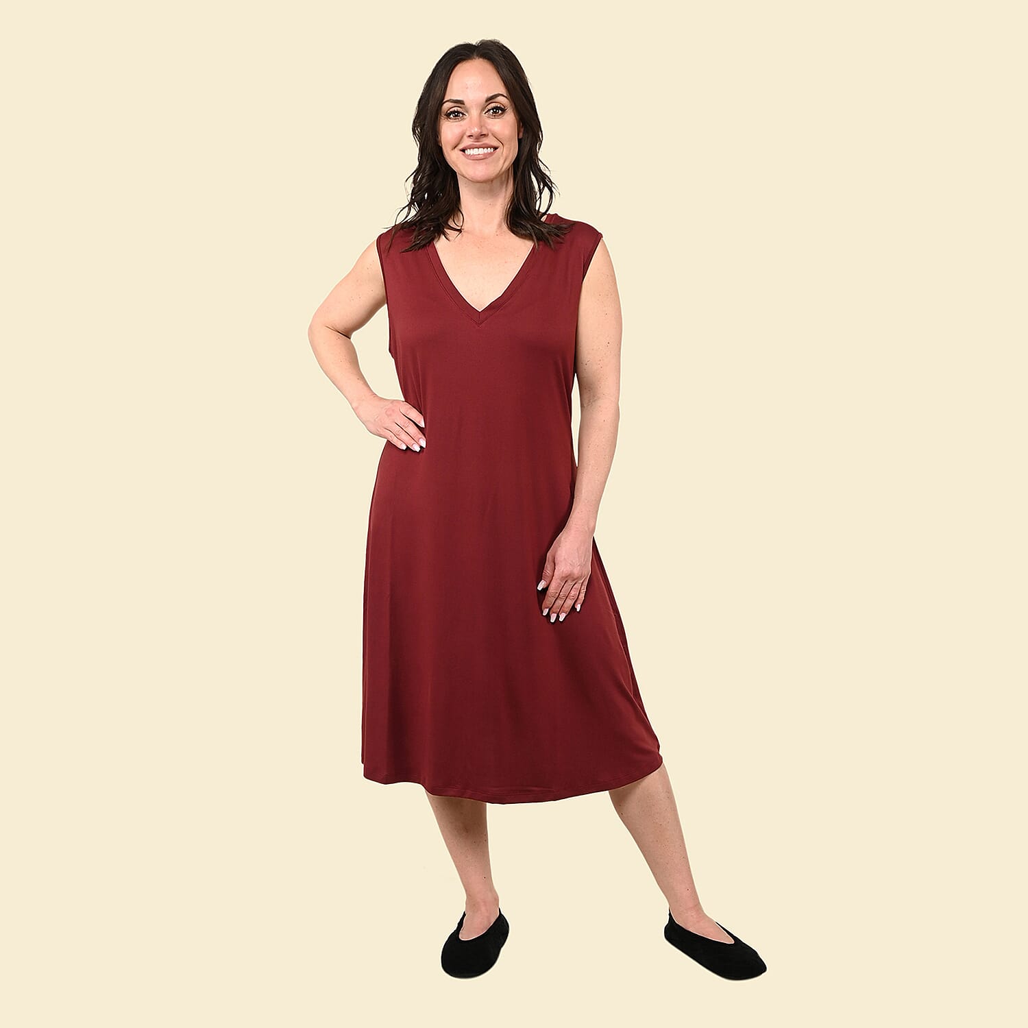 TAMSY Burgundy Night Tank Dress - S