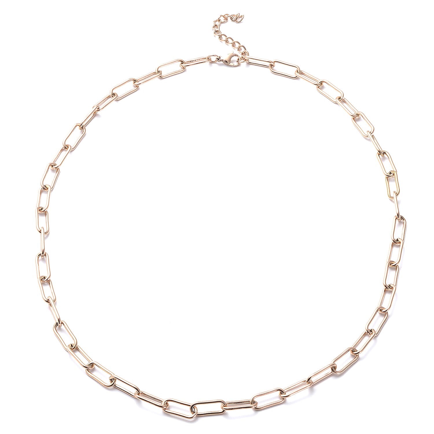 Paper Clip Necklace 24 Inches in ION Plated RG Stainless Steel 26.90 Grams