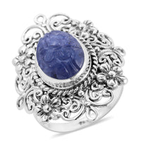 BALI LEGACY Tanzanite Carved Ring in Sterling Silver (Size 10.0) 8 Grams 9.00 ctw