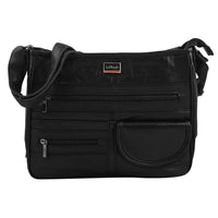 LEMONDE LONDON Black Genuine Leather Shoulder Bag with Adjustable Shoulder Strap