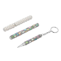 Set of 3 Silver Color Blink Pens, Key Chain Pen and Pearl Pen
