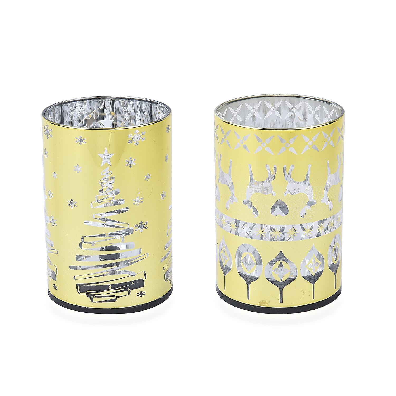 Set of 2 LED lantern-Chrismas-Gold