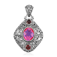 Bali Legacy Volcanic Quartz and Mozambique Garnet Pendant without Chain in Sterling Silver 7.5 Grams 6.65 ctw
