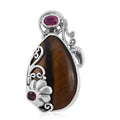 Bali Legacy South African Tiger's Eye and Niassa Ruby Pendant in Sterling Silver 11 Grams 32.80 ctw - Sticky add to cart bar