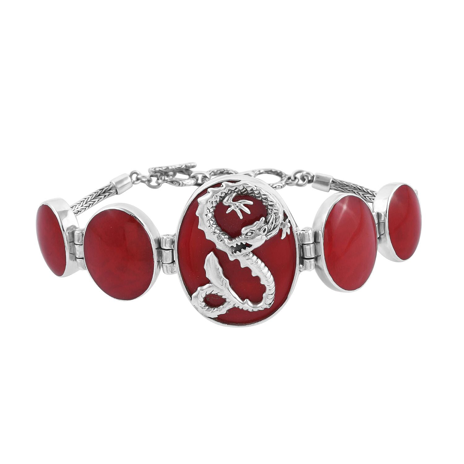 BALI LEGACY Sponge Coral Dragonfly Bracelet in Sterling Silver (7.00 In) (18 g) (1)