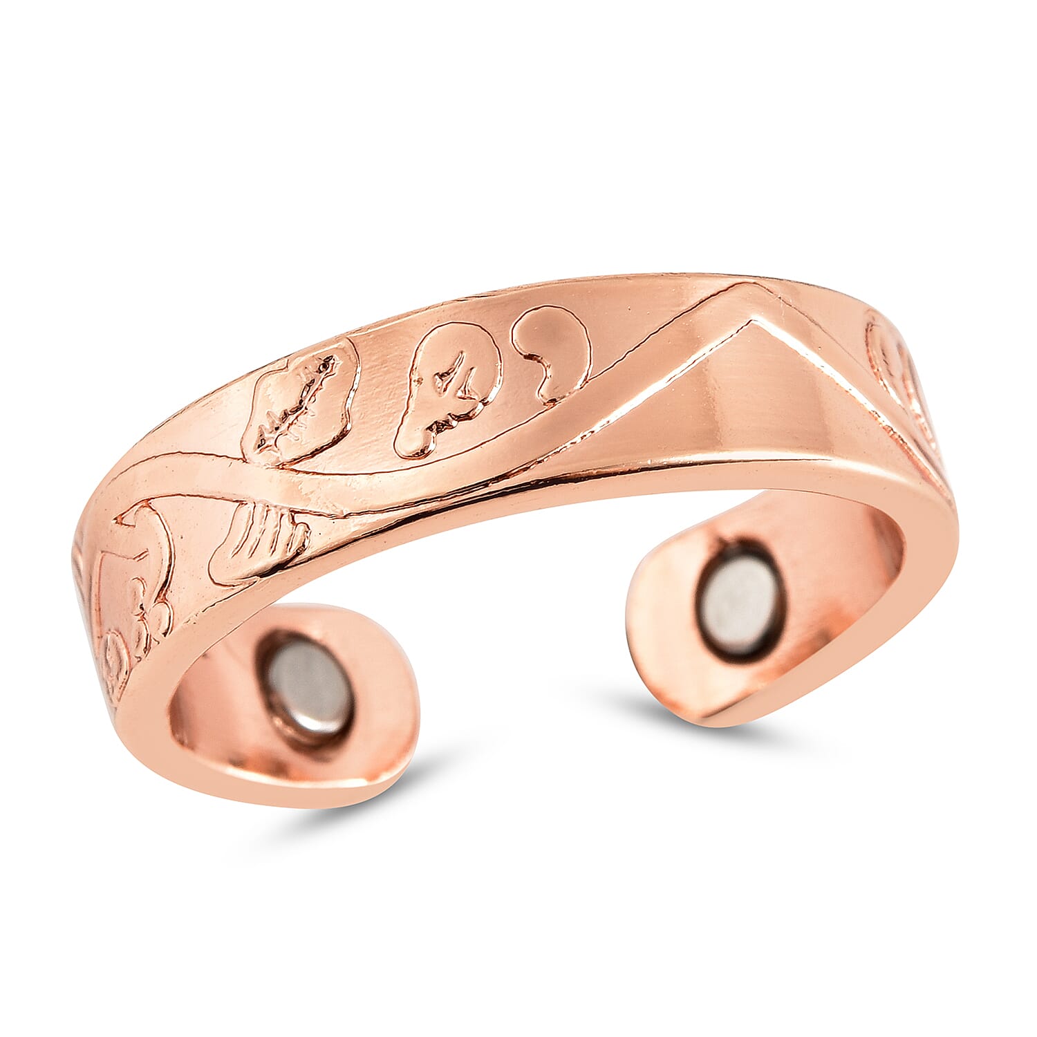 Magnetic By Design Floral Vine Pattern Open Shank Ring in Rosetone (Fits Sizes 6-8)