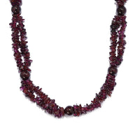 153.00 ctw Mozambique Garnet and Orissa Rhodolite Garnet Chips & Beaded Two Layer Necklace 20 Inches in Platinum Over Sterling Silver