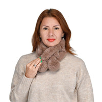 PASSAGE Brown Faux Fur Polyester Scarf (25.5"x4")