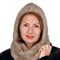 PASSAGE 2in 1 Black Hoodie Polyester Scarf (17"x15")