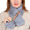 PASSAGE Gray Faux Fur Polyester Scarf with Buckle (35"x5") - Sticky add to cart bar