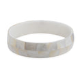 Mother of Pearl Inlay Bangle Bracelet with White Resin (8.50 in) - Sticky add to cart bar