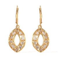 Artisan Crafted Polki Diamond Lever Back Earrings in 14K RG Over Sterling Silver 1.00 ctw