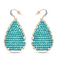 Orange Howlite and Orange Austrian Crystal Tear Drop Earrings in Goldtone - Sticky add to cart bar