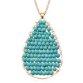 Blue Howlite Tear Drop Necklace 20 Inches in Goldtone - Sticky add to cart bar