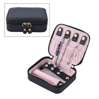 Black Faux Leather Small Jewelry Box (4.72"x3.94"x1.57") with Anti- Tarnish Protection Lining & Double Zippers Closure (4 Necklace Hooks, 10 Earrings, Approx 6-8 Rings Slots)