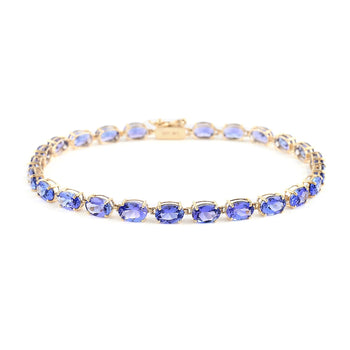 LUXORO 10.00 ctw AAA Tanzanite Tennis Bracelet in 14K Yellow Gold (6.50 In) 3.10 Grams - Product card gallery slide 1 (10176813564217)
