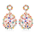 Simulated Multi Gemstone Drop Earrings in Goldtone - Sticky add to cart bar
