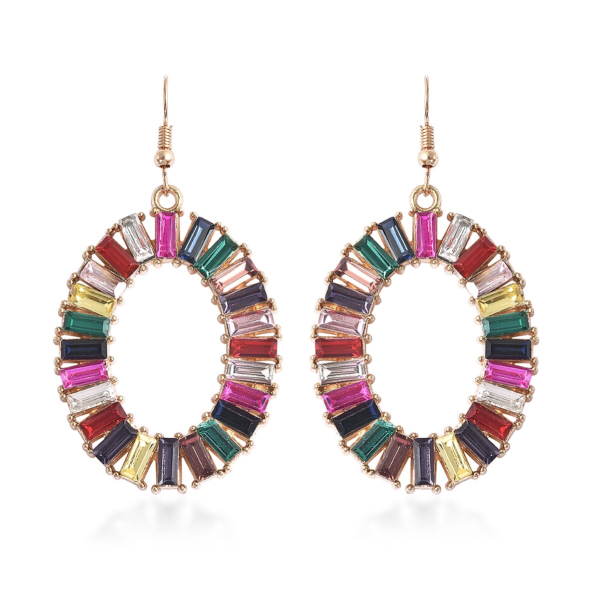 Simulated Purple Sapphire Hoop Earrings in Goldtone and ION Plated Yellow Gold Stainless Steel