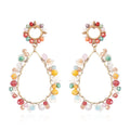 Simulated Multi Gemstone and Resin Drop Earrings in Goldtone - Sticky add to cart bar