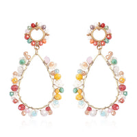 Simulated Multi Gemstone and Resin Drop Earrings in Goldtone