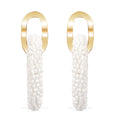 White Seed Beads Hoop Earrings in Goldtone - Sticky add to cart bar