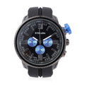 STRADA Japanese Movement Blue false Button Dial Watch in Black Silicone Strap (25.90 mm) (6-7.5 Inches) - Sticky add to cart bar