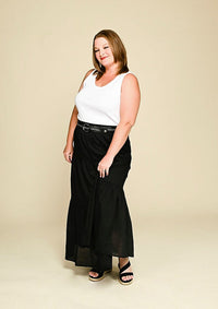 Tiered Solid Maxi Skirt