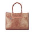 Metallic Brown Genuine Leather Crocodile Pattern Convertible Bag (13.38"x5.51"x9.84") with Detachable Shoulder Strap - Sticky add to cart bar