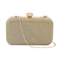 Silver Color Iron and Crystal Clutch Bag (7.87"x1.57"x4.72") with Chain Strap - Sticky add to cart bar