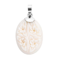 BALI GODDESS Carved Bone Pendant in Sterling Silver