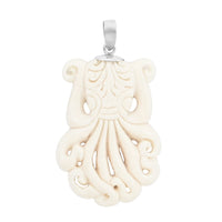 BALI GODDESS Carved Bone Octopus Pendant in Sterling Silver