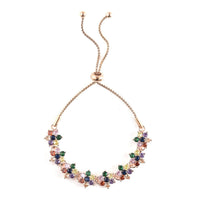 Simulated Multi Color Diamond 7.85 ctw Bolo Bracelet in Rosetone