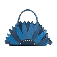 CHAOS BY ELSIE Blue Solid Genuine Leather Convertible Bag (13.78"x3.15"x8.27") with Handle Drop and Shoulder Strap