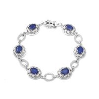 7.70 ctw Tanzanian Blue Spinel Bracelet in Platinum Over Sterling Silver (6.50 In) 12.50 Grams
