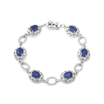 7.70 ctw Tanzanian Blue Spinel Bracelet in Platinum Over Sterling Silver (6.50 In) 12.50 Grams - Product card gallery slide 1 (10176814809401)