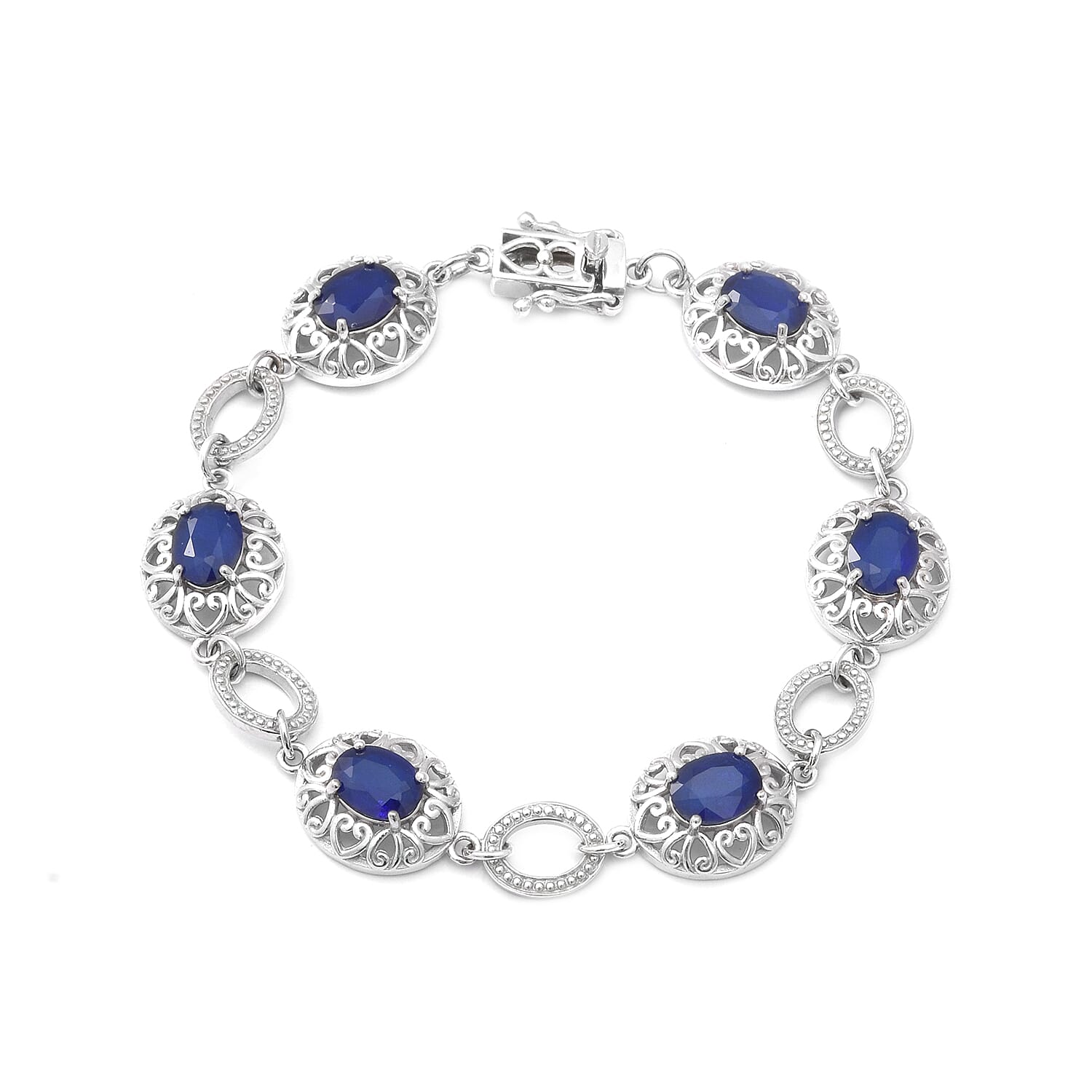 7.70 ctw Tanzanian Blue Spinel Bracelet in Platinum Over Sterling Silver (6.50 In) 12.50 Grams (1)