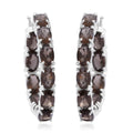 Brazilian Smoky Quartz Hoop Earrings in Platinum Over Sterling Silver 9.40 ctw - Sticky add to cart bar